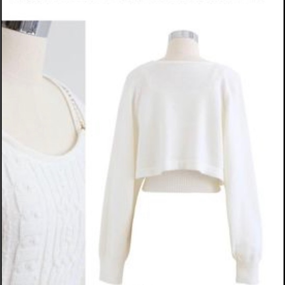 Cropped Braid Knit Cami Top and Sweater sleeveless - Picture 2 of 7